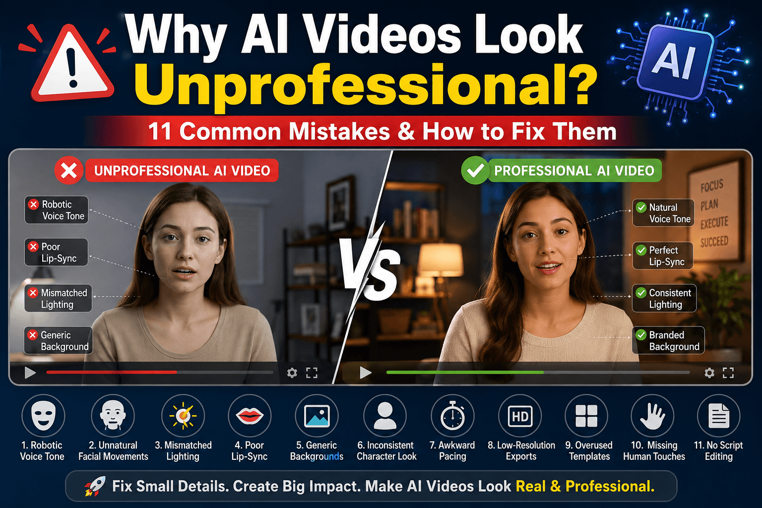 Why AI Videos Look Unprofessional (11 Common Mistakes and How to Fix Them)