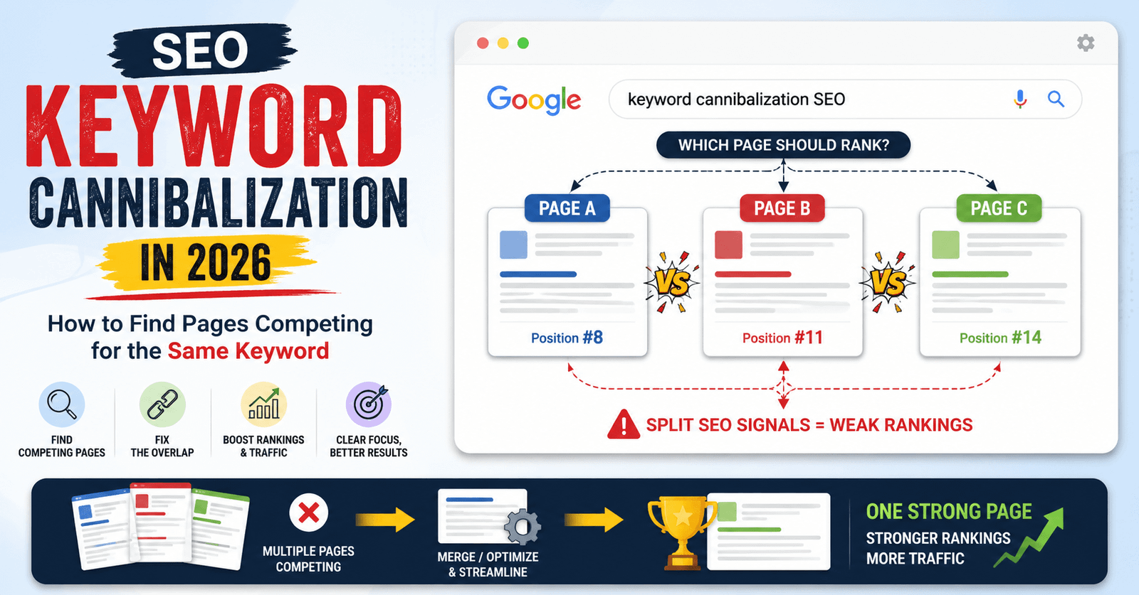 SEO Keyword Cannibalization in 2026: How to Find Pages Competing for the Same Keyword